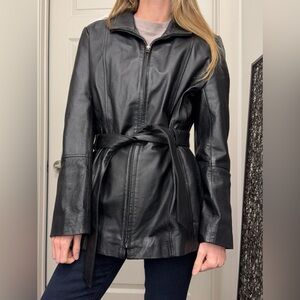 Vintage Belted Real Leather Jacket